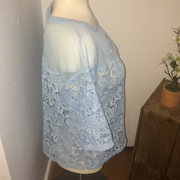 Ann Taylor Loft blue crochet & mesh top NWT - Picture 4 of 12